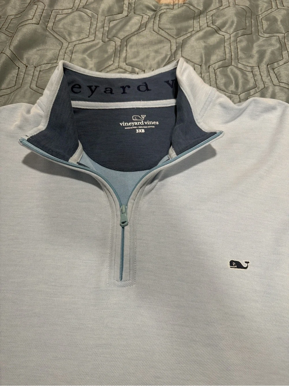 Vineyard Vines Mens Blue 100% Cotton  1/4 Zip Pullover Sweater Whale Logo 3XB - Picture 4 of 7